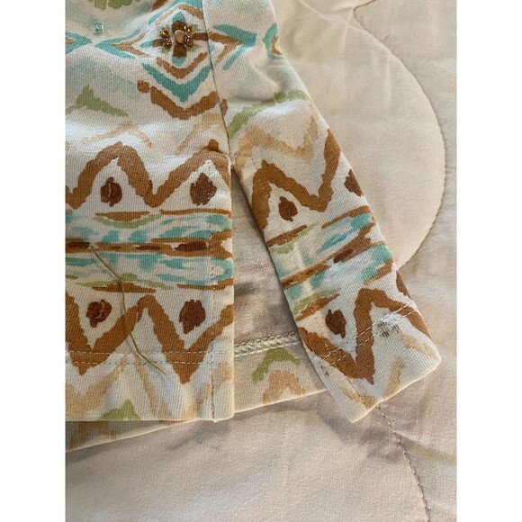 Alfred Dunner Women's Plus Sz 2X Beige Blue Aztec Design 3/4 Sleeve Top - Picture 11 of 14